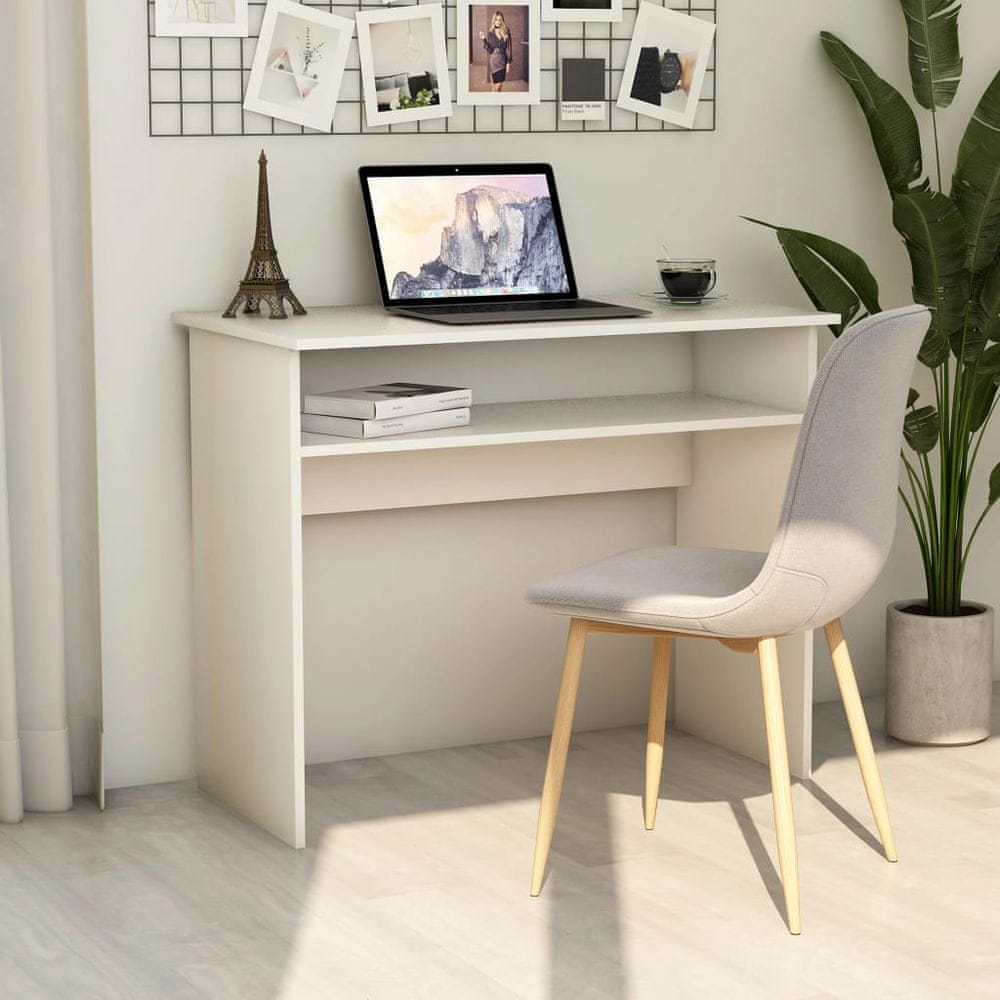 Vidaxl Písací stôl, biely 90x50x74 cm, drevotrieska